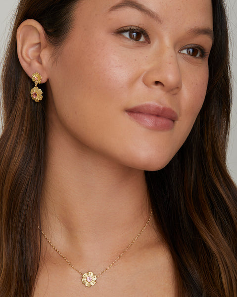 Flower Necklace with Pink Tourmaline