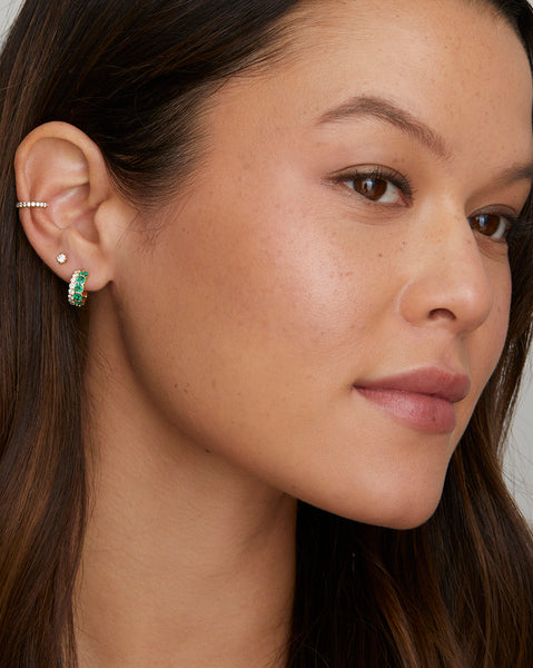 Emerald and Diamond Hoops