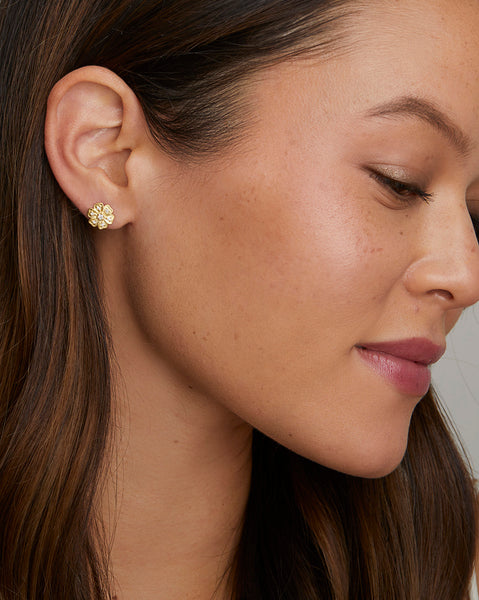 Floral Studs with Diamonds