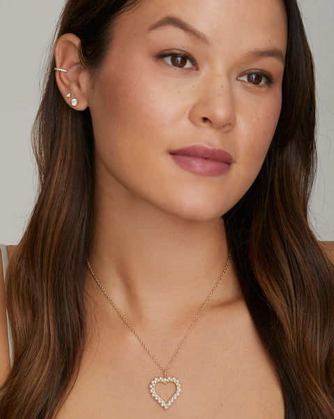 Pearl and Diamond Heart Necklace