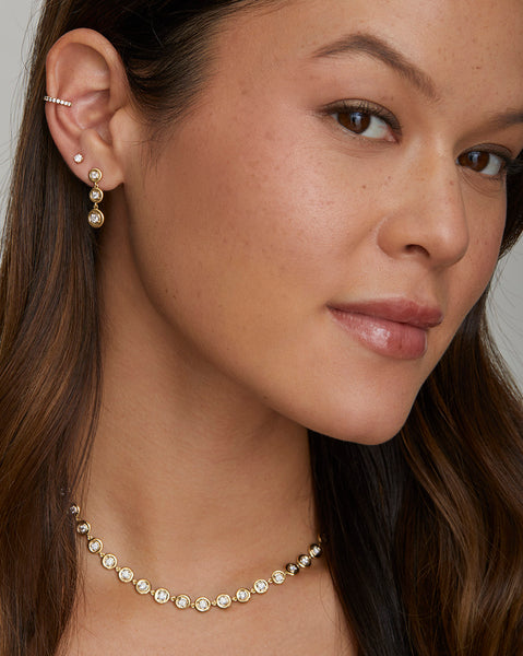 Round Edge Diamond Drop Earrings