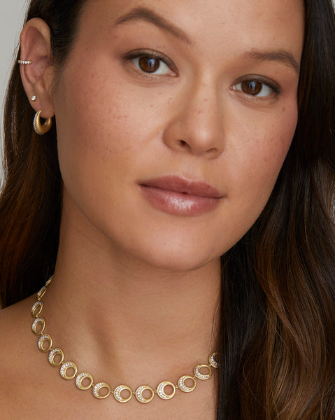 Crescent Necklace with Diamonds