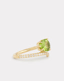 Script Ring with Peridot and Diamonds