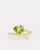 Script Ring with Peridot and Diamonds