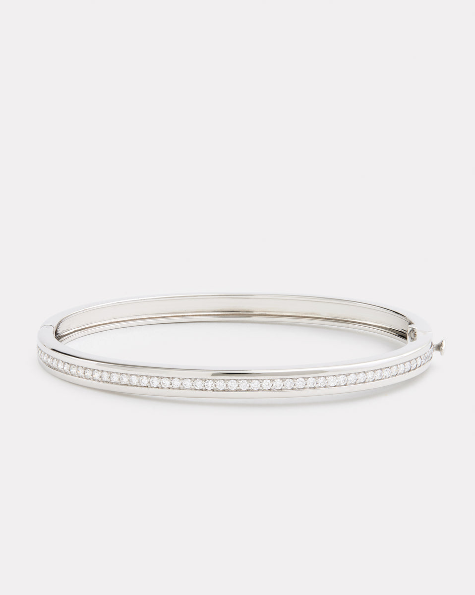 Narrow Hinged Bracelet with Diamonds