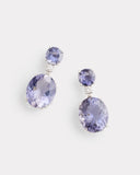 Round and Oval Iolite Drop Earrings with Diamonds