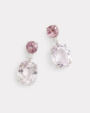 Round and Oval Drop Earrings with Pink Tourmaline, Kunzite, and Diamonds