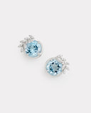 Delicate Vine Studs with Sky Blue Topaz and Diamonds