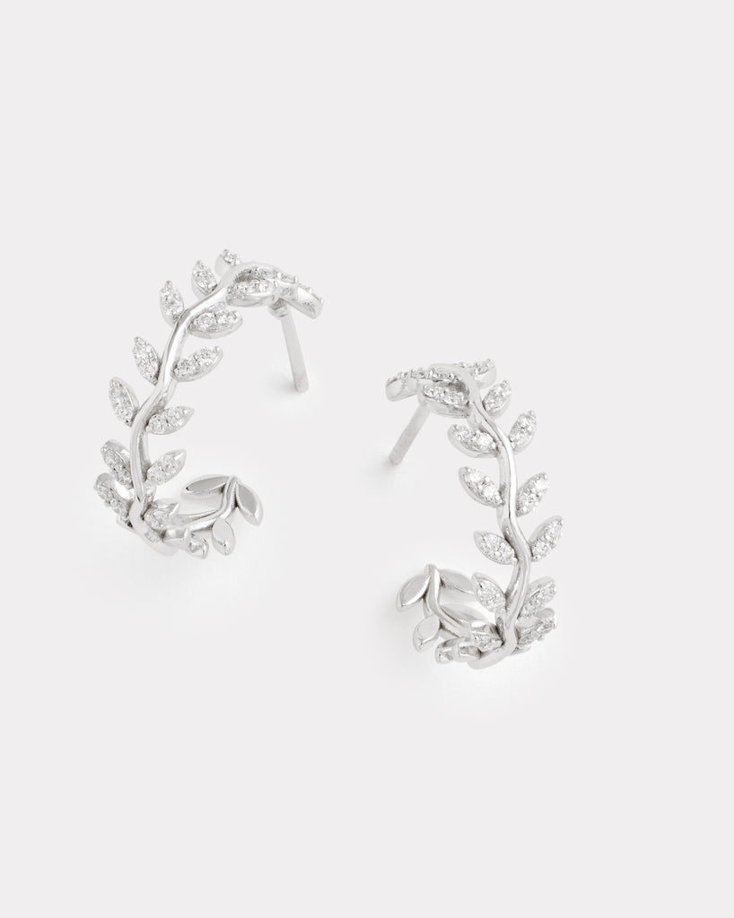 Delicate Vine Hoops with Diamonds