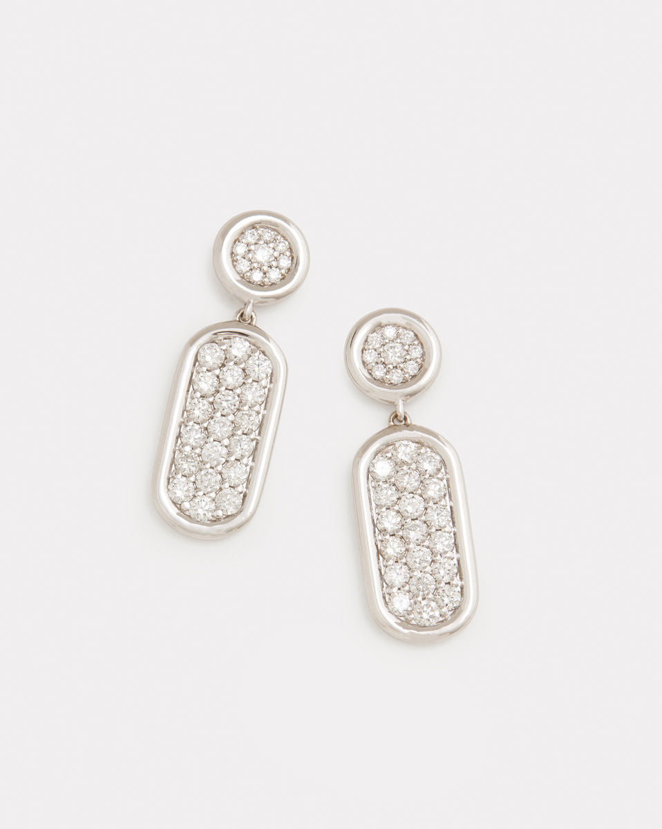 Oval Drop Earrings with Diamonds