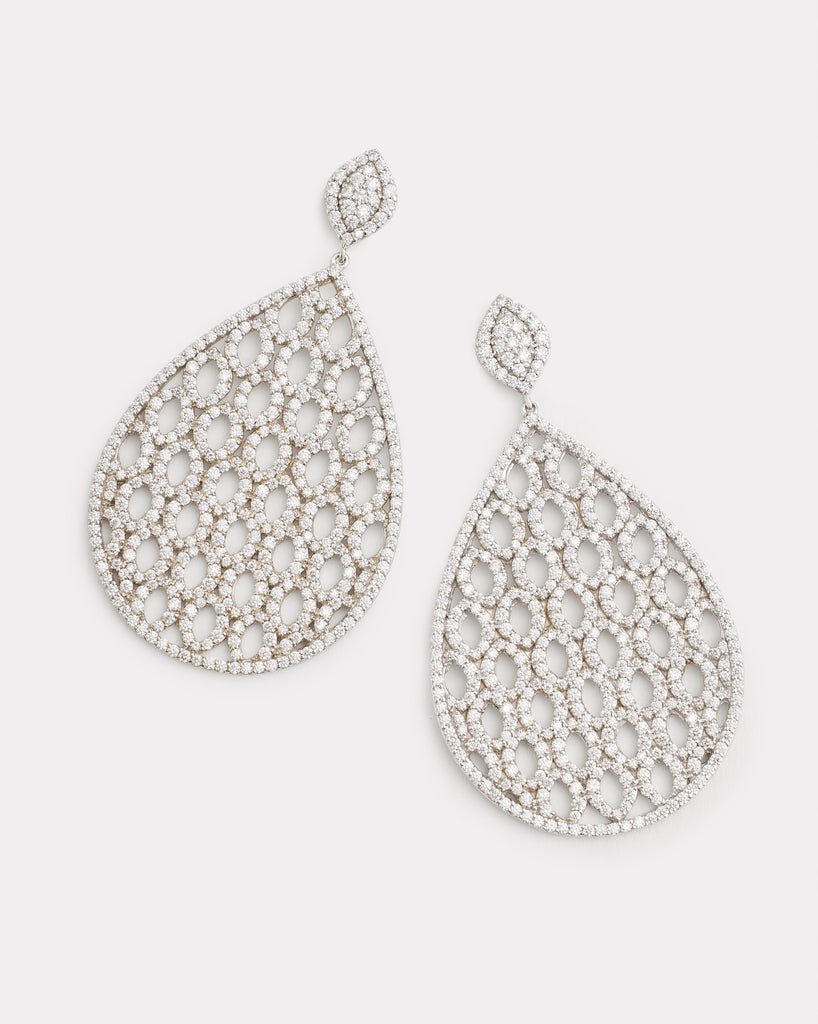Woven Pear Shape Aladdin Earring with Diamonds