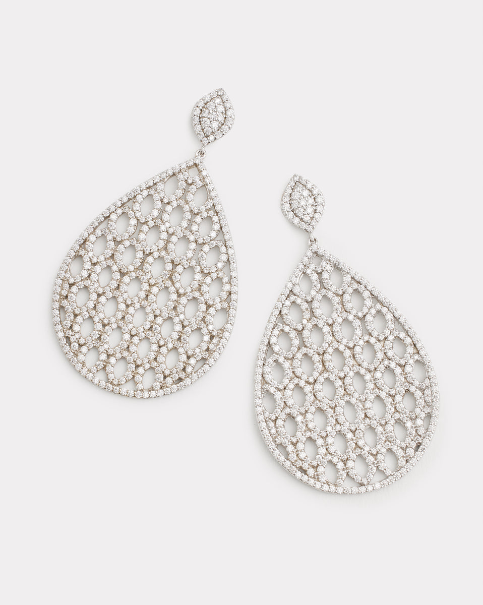 Woven Pear Shape Aladdin Earring with Diamonds