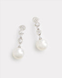 Asymmetrical Round and Pear Shape Diamond Studs with South Sea Pearls Drop