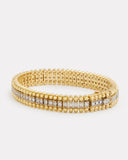Yellow and White Gold Diamond Bracelet with Beaded Edge