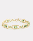 Green Tourmaline Oval and Round Link Bracelet