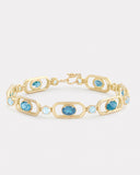 London Blue Topaz and Aquamarine Oval and Round Link Bracelet
