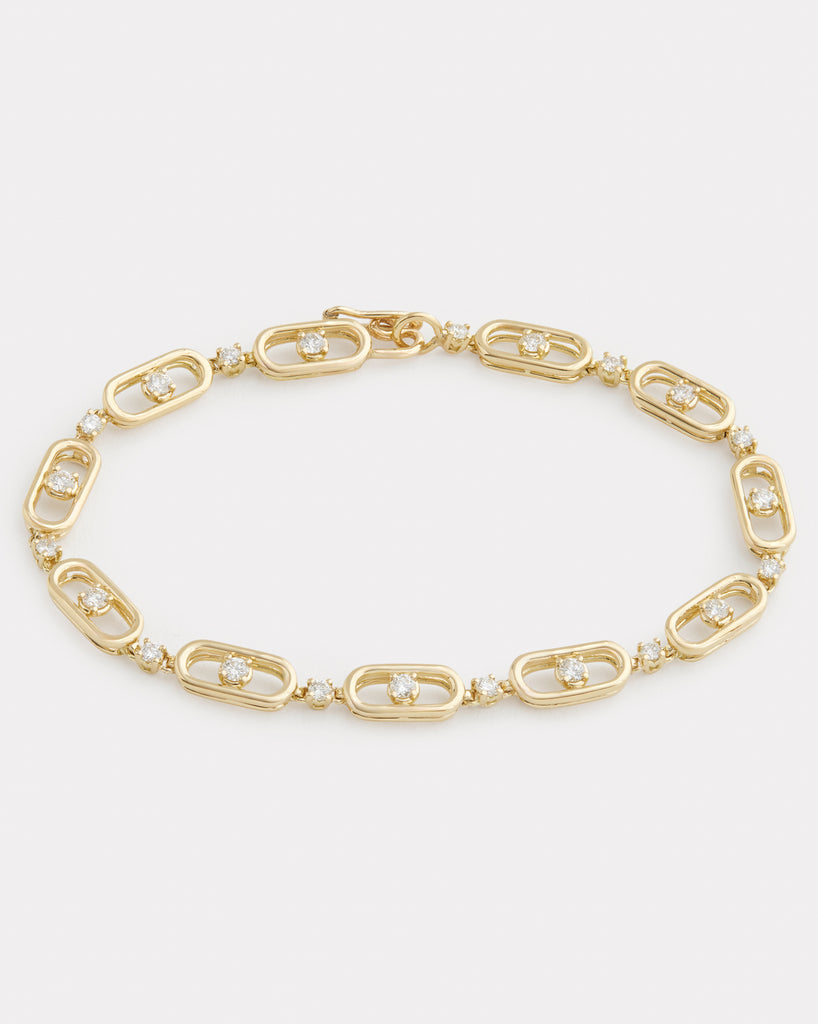 Diamond Oval and Round Link Bracelet