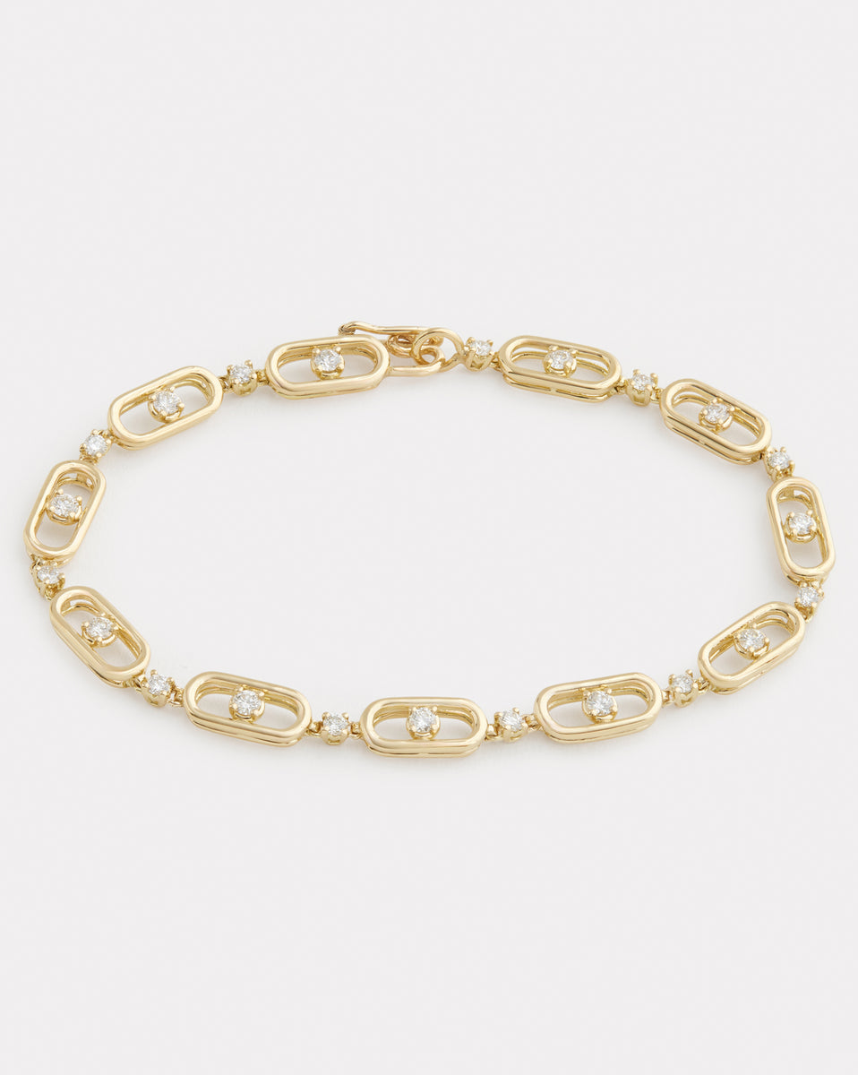 Diamond Oval and Round Link Bracelet