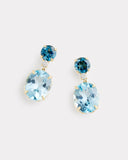 Round and Oval Drop Earrings with London Blue Topaz, Sky Blue Topaz, Diamonds