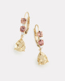 Pink Tourmaline and Yellow Beryl Pear Shape Drop Earring with Diamonds