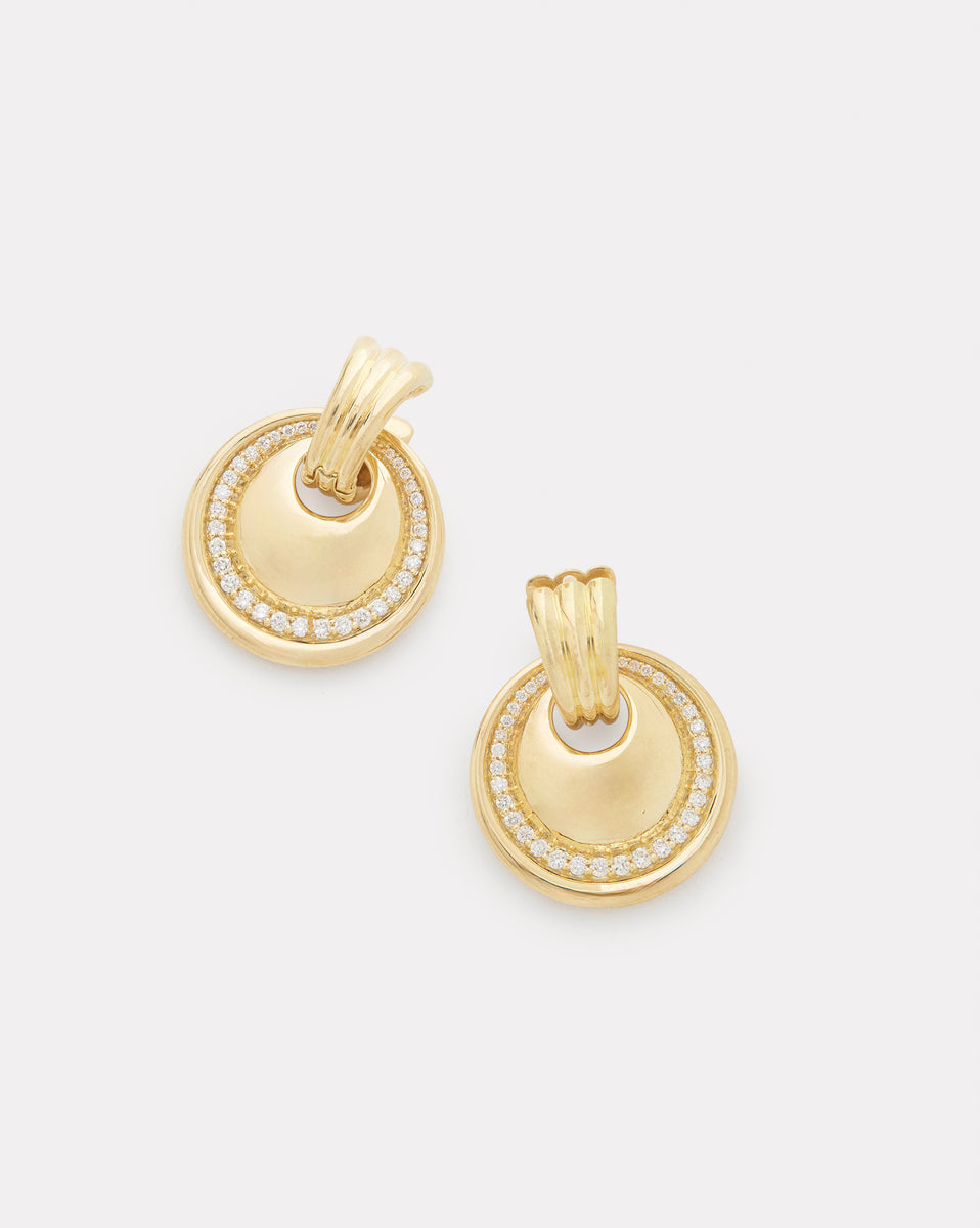 Triple Hoops with Domed Diamond Detailed Round Drops