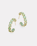 Round Faceted Light Green Tourmaline Hoop Earring