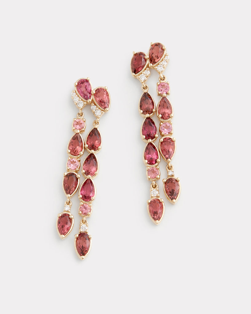 Asymmetrical Earring with Pink Tourmaline and Diamonds