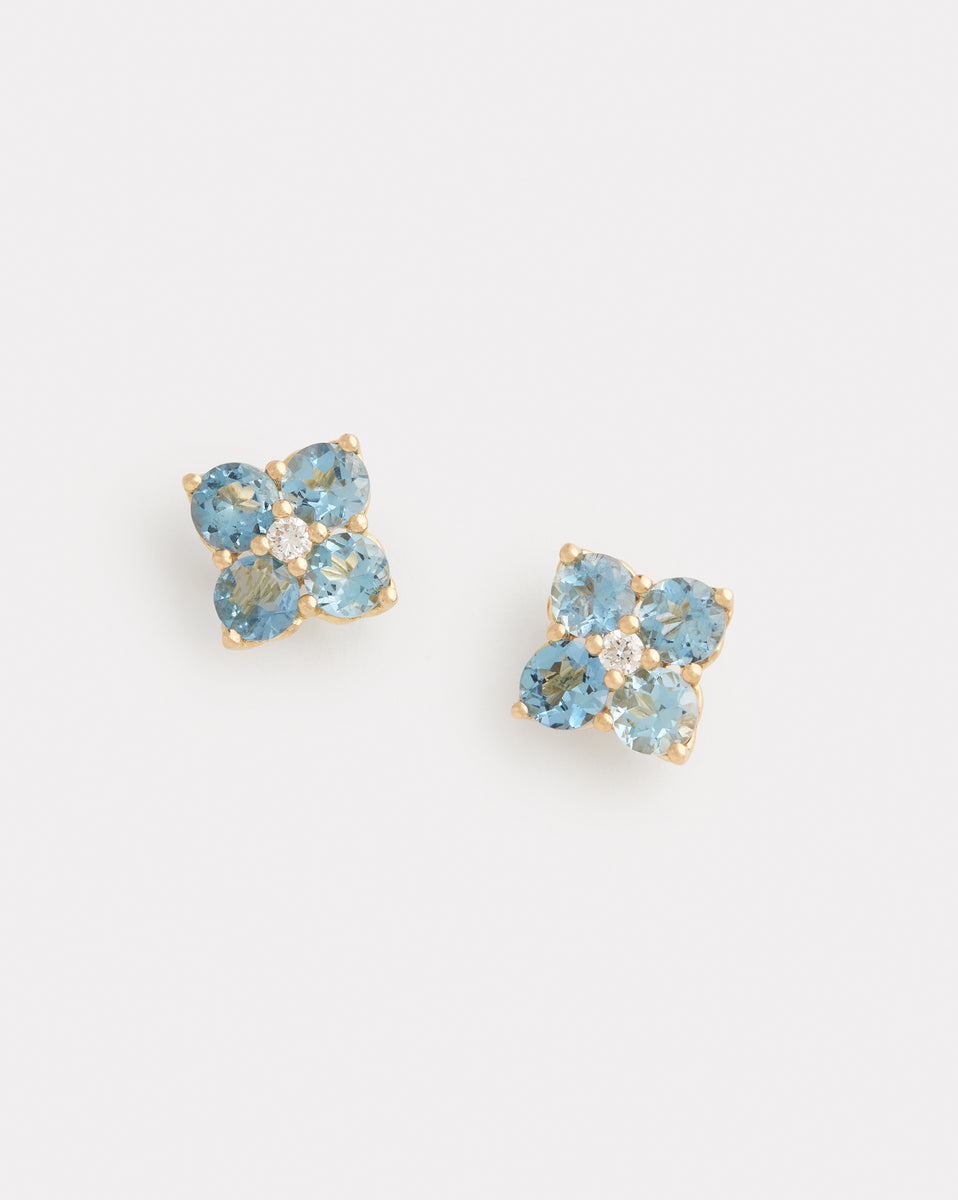 Aquamarine Cluster Studs