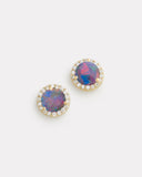 Opal Stud with Diamond Edge