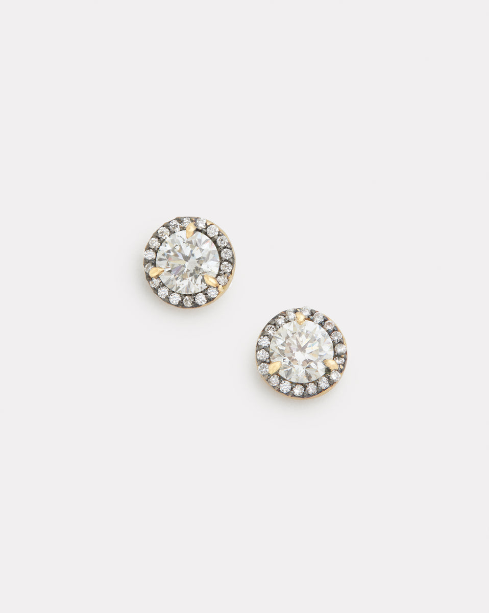 Diamond Studs with Blackened Diamond Edge