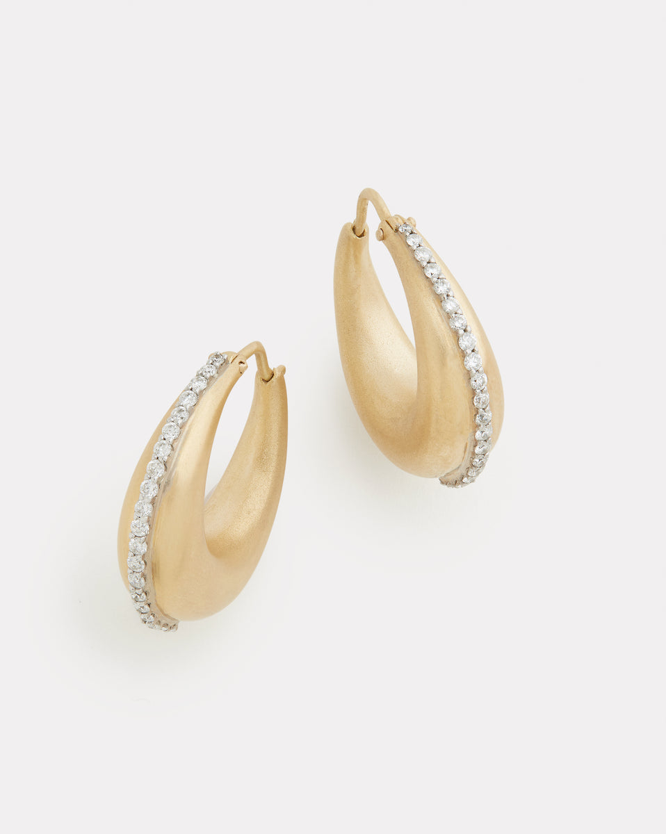 Domed Hoops with Diamond