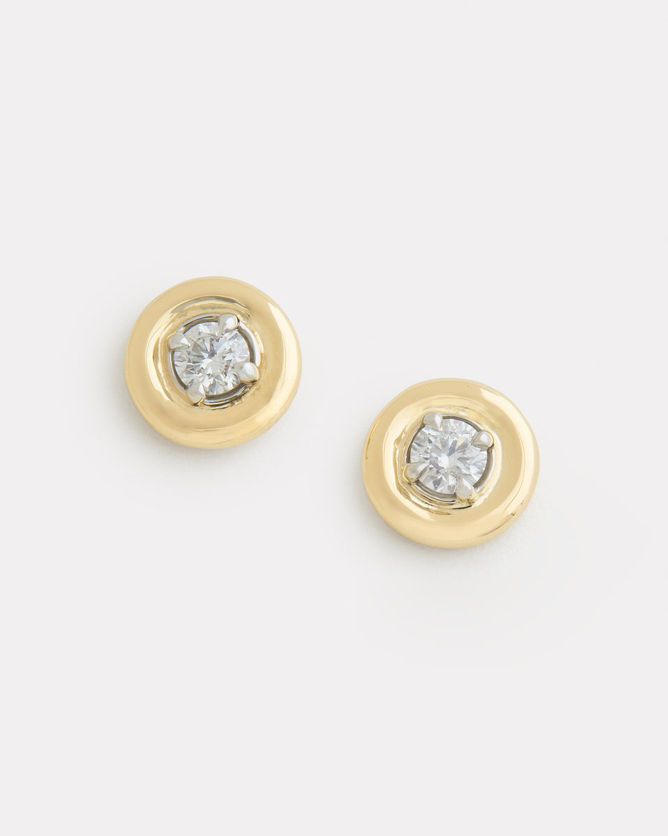 Round Edge Diamond Studs