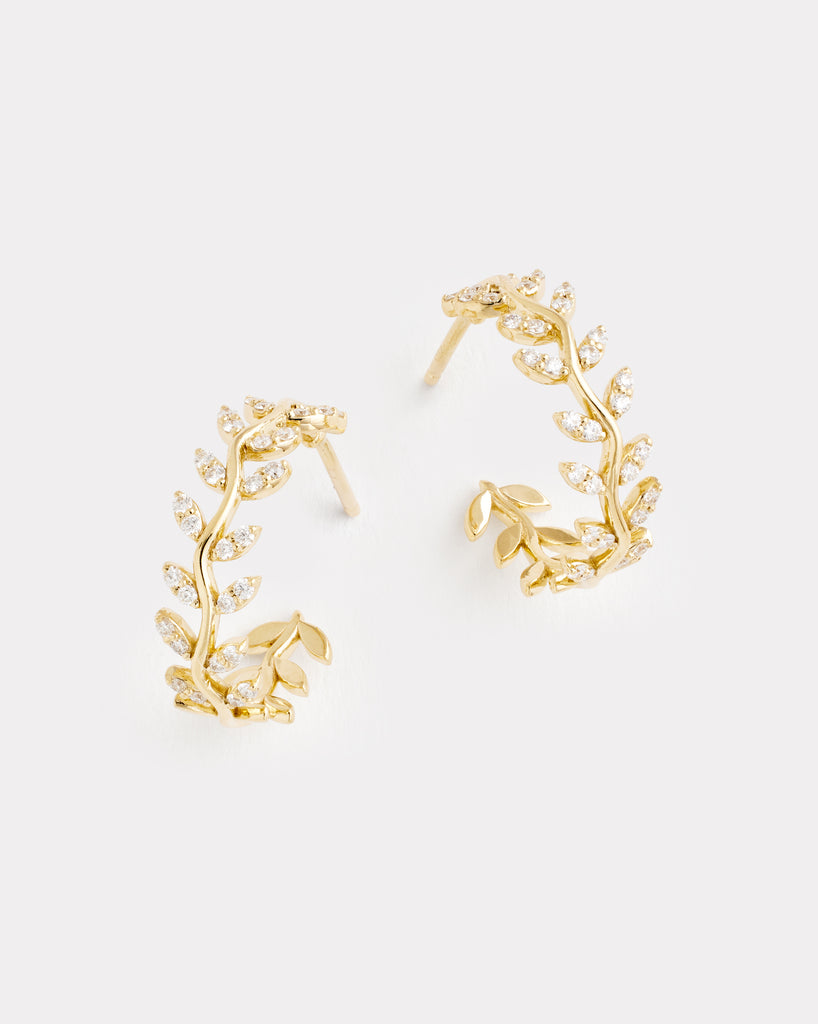 Delicate Vine Hoops with Diamonds