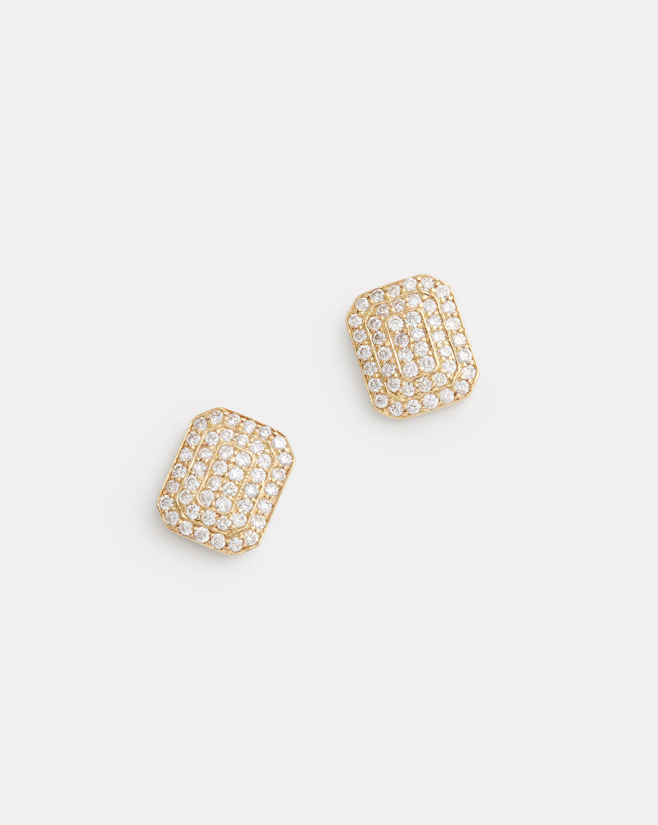 Emerald Shape Diamond Studs