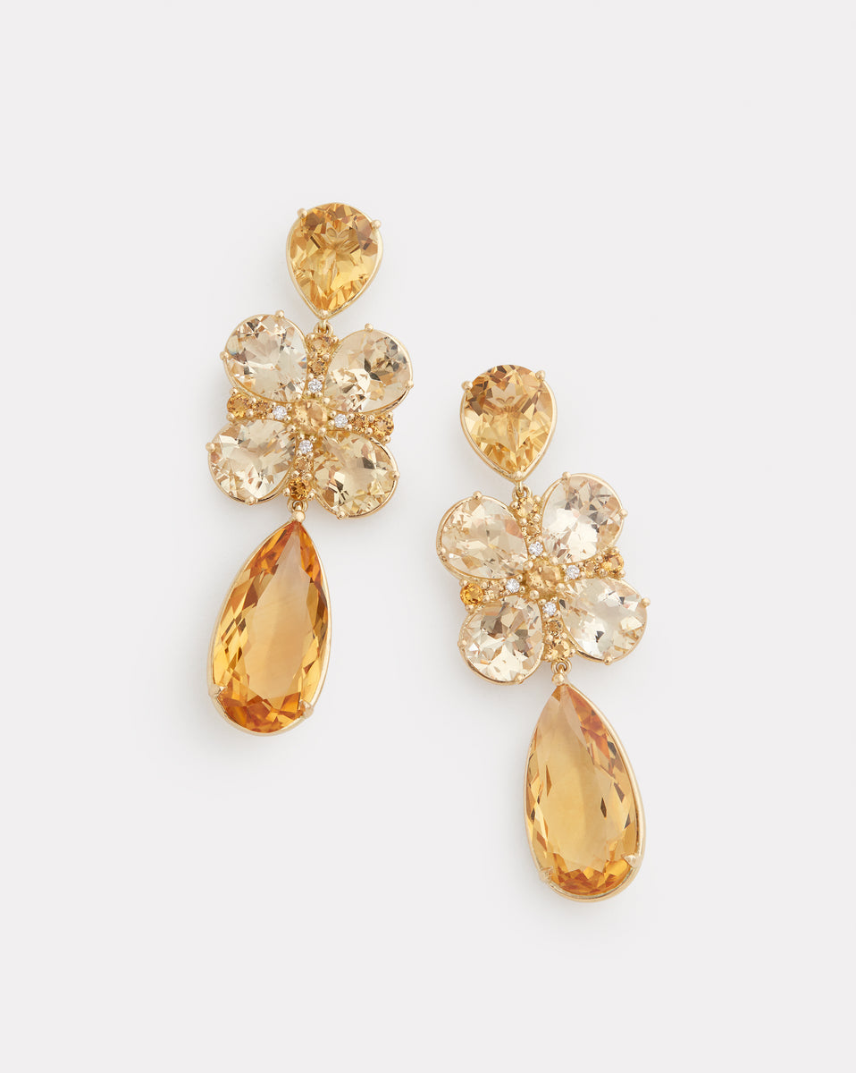 Long Floral Drop Earrings