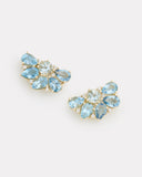 Floral Cluster Stud Earring with Aquamarine and Diamonds