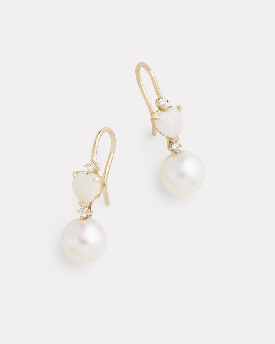 Opal and Pearl Drop Earring