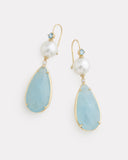 Pearl, Aquamarine, and Diamond Drop Earring