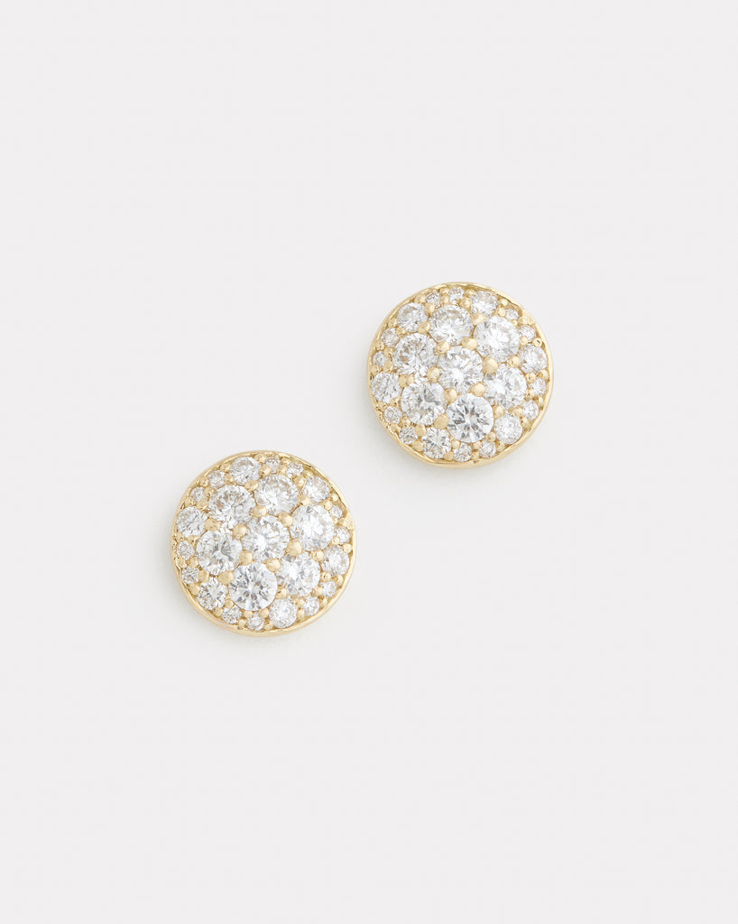 Domed Diamond Disc Stud Earring