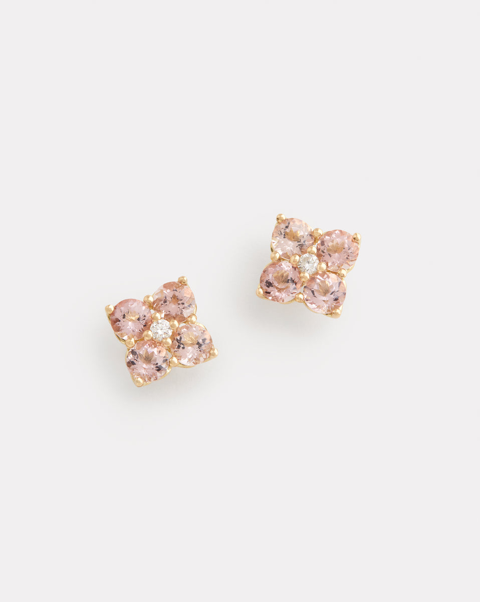 Morganite Cluster Studs