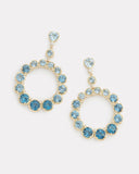 Ombré Circular Earring with London Blue Topaz, Aquamarine, Sky Blue Topaz and Diamonds