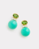 Oval and Round Earrings with Green Tourmaline, Chrysoprase, and Diamonds