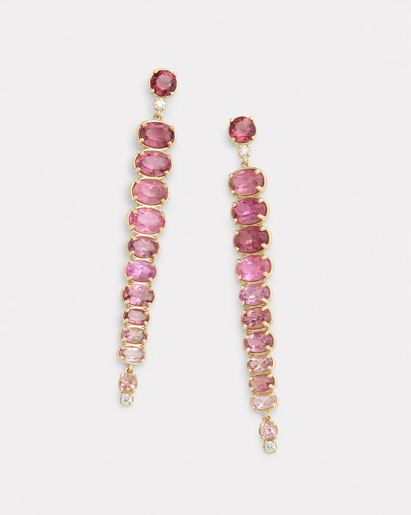 Ombré Oval Drop Earring with Pink Tourmaline and Diamonds