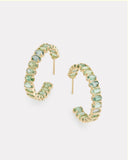 Hoop Earring with Oval Shaped Light Green Tourmaline