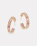 Hoop Earring with Oval Shaped Pink Tourmaline