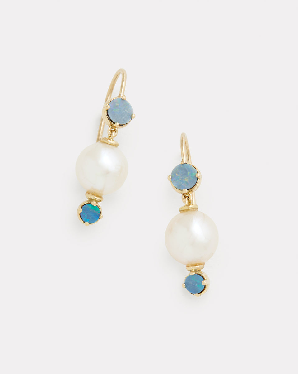 Pearl Drop Earring with Opal