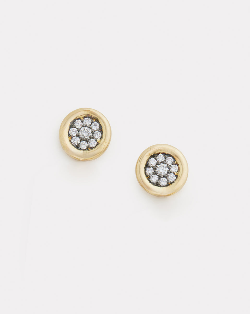 Gold Edged Studs with Blackened Diamonds