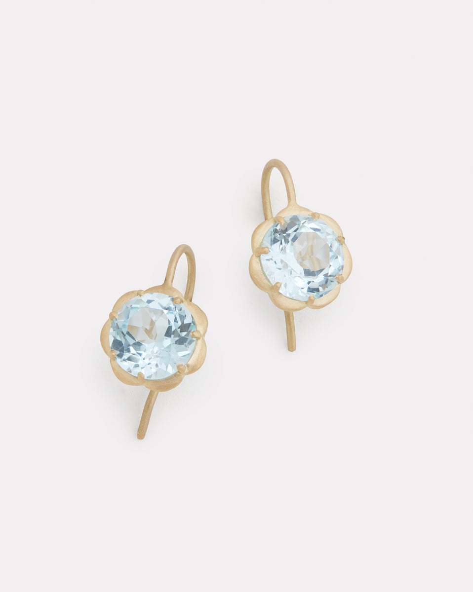 Blossom Drop Earrings with Sky Blue Topaz