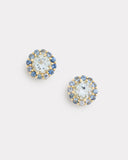 Small Blossom Studs with Sky Blue Topaz and Blue Sapphire