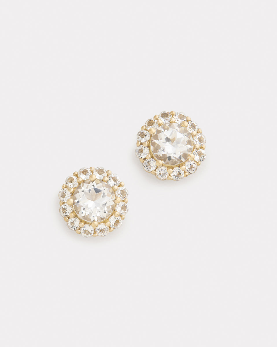 Small Blossom Studs with White Topaz